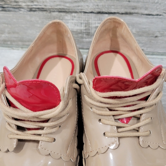 ZARA WOMAN Patent Platform Pointed Toe Lace-Up Oxford with HEARTS - Picture 12 of 16